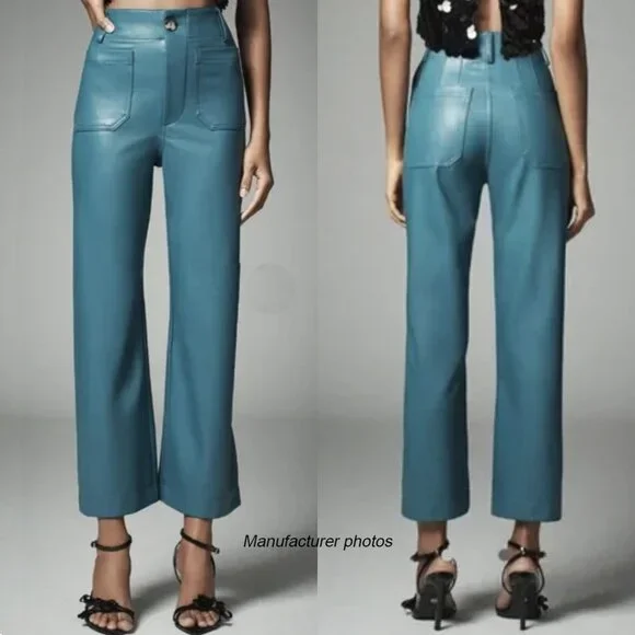 Anthropologie Maeve Colette Faux Leather Crop Wide-Leg Pants - Picture 10 of 10